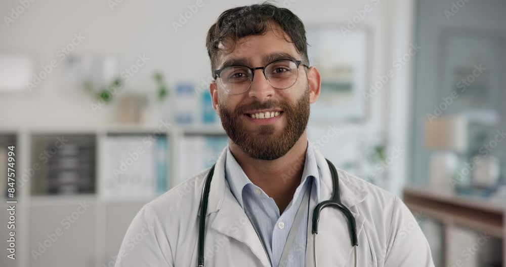 Face, male doctor and smile for healthcare, service and advice as medical professional in hospital or clinic. Man, happiness and friendly for support, help or consultation as physician for wellness Face, male doctor and smile for healthcare, service and advice as medical professional in hospital or clinic. Man, happiness and friendly for support, help or consultation as physician for wellness