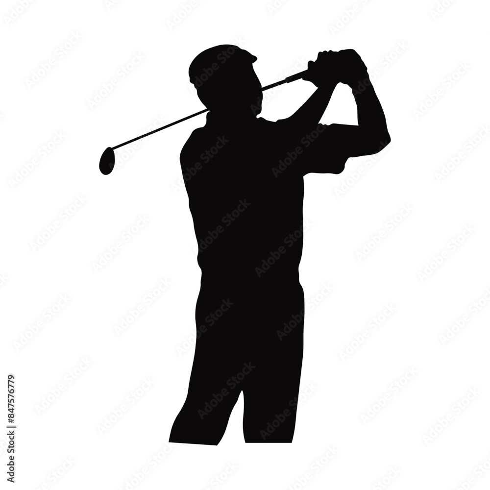 Golf Man Silhouette Isolated on White Background. Vector Illustration in Flat Style. Golf Man Silhouette Isolated on White Background. Vector Illustration in Flat Style.