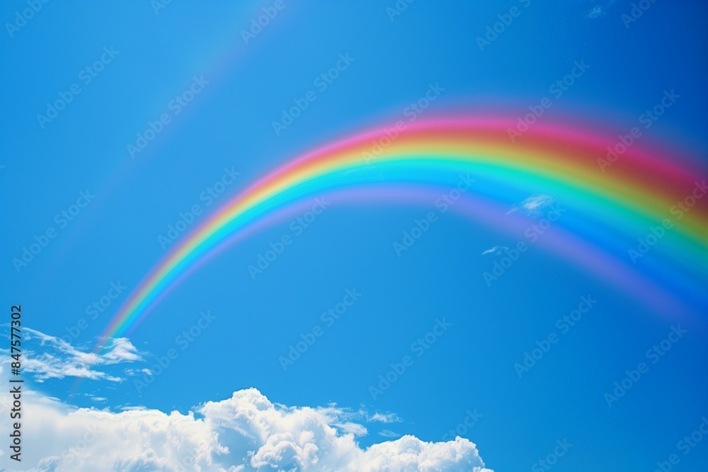 Hopeful Horizon: Rainbow Across Clear Blue Sky Hopeful Horizon: Rainbow Across Clear Blue Sky