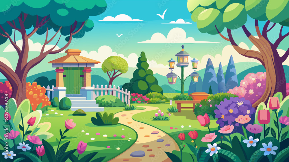 Fototapeta premium spring season garden vector illustration