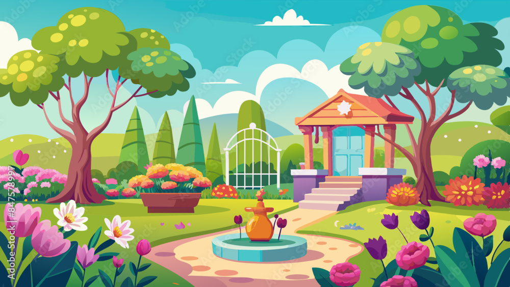 spring season garden vector illustration spring season garden vector illustration