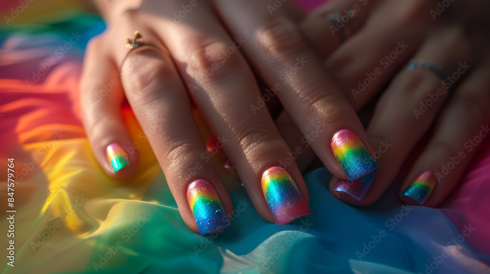 Obraz premium rainbow Nail design 