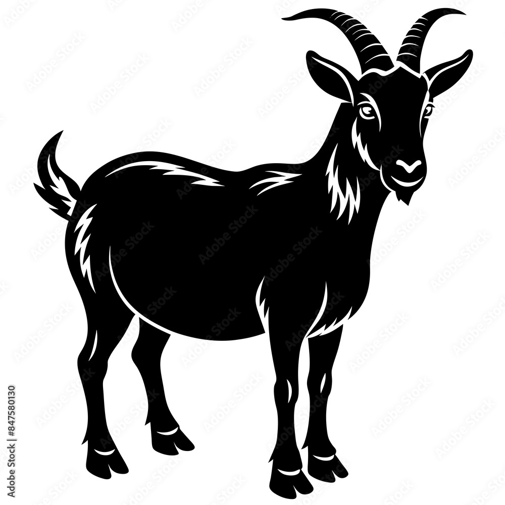 Obraz premium vector-goat-silhouette-with-white vector illustration