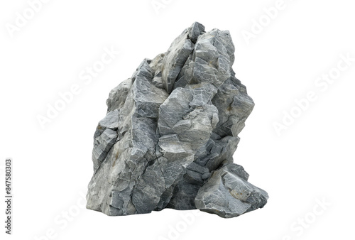 Natural grey rock formation isolated on transparent background.