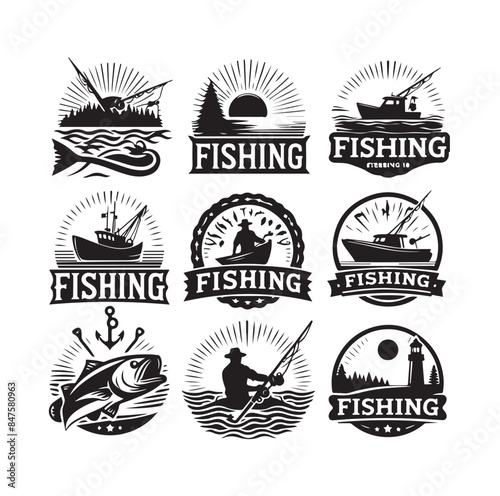 fishing logo icon vector