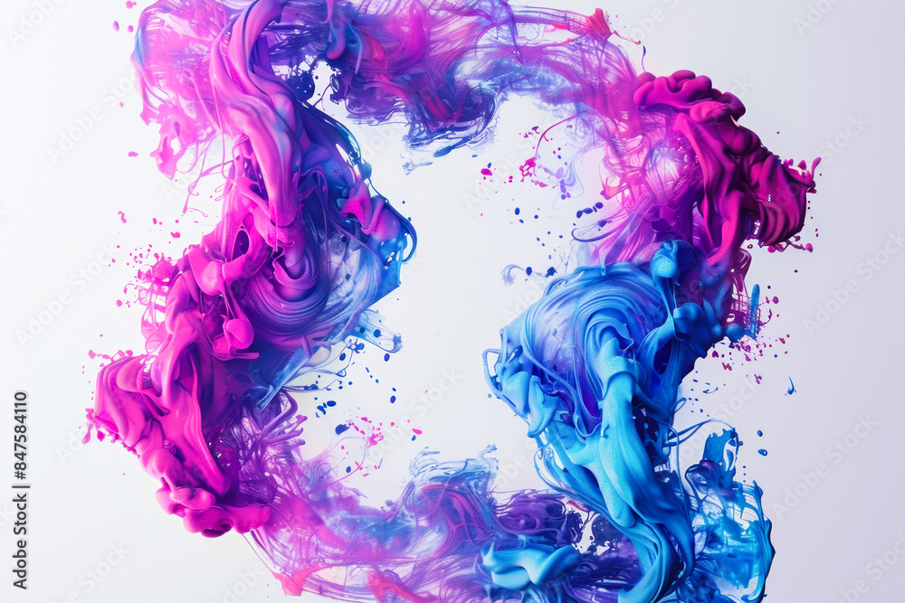 Abstract pink and blue ink swirls in water Abstract pink and blue ink swirls in water