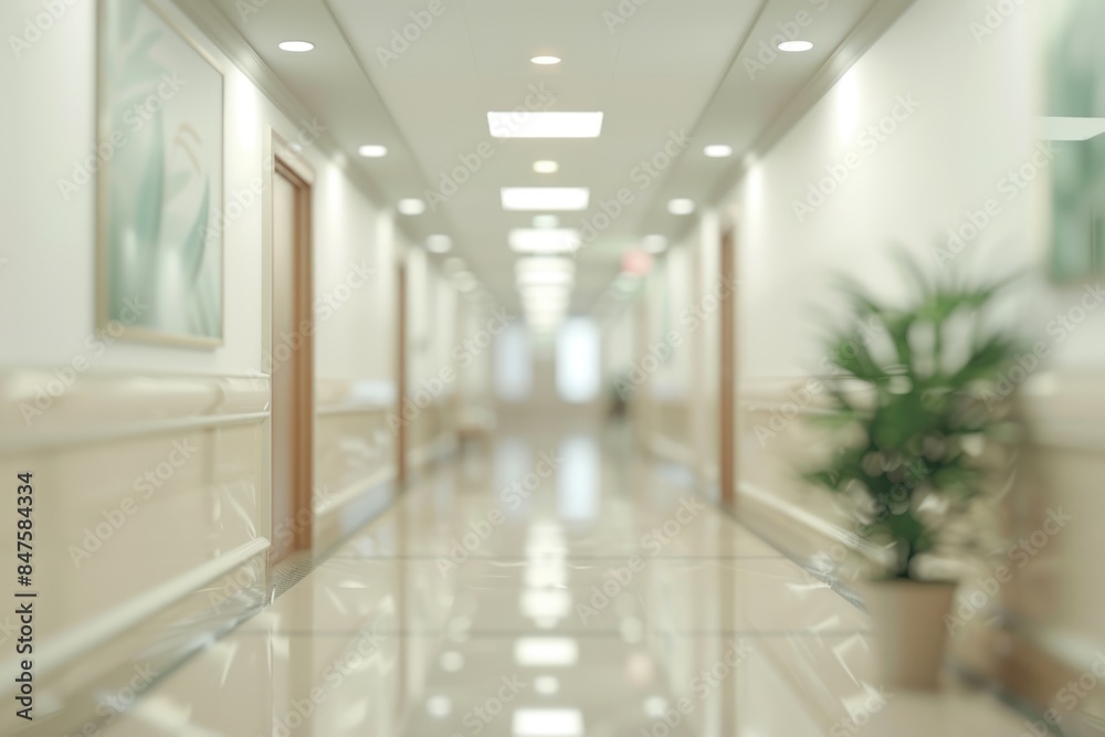 Blurred luxury hospital corridor with healthcare concept. Blurred luxury hospital corridor with healthcare concept.
