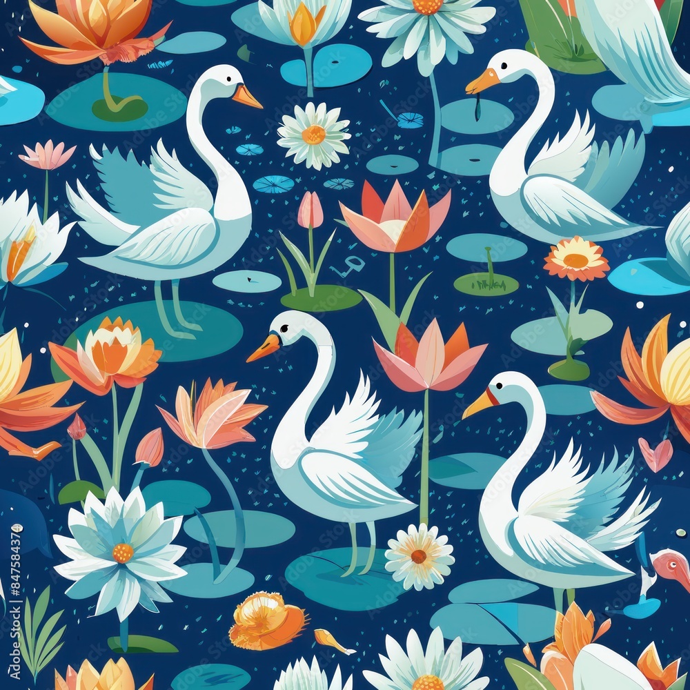 Seamless pattern of graceful female silhouettes intertwined with nature, Generative AI Seamless pattern of graceful female silhouettes intertwined with nature, Generative AI