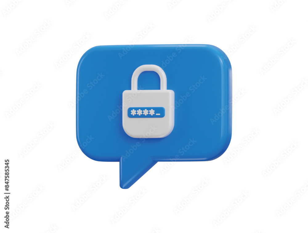 Speech Bubble with padlock protect on private chatting icon 3d rendering vector illustration Speech Bubble with padlock protect on private chatting icon 3d rendering vector illustration