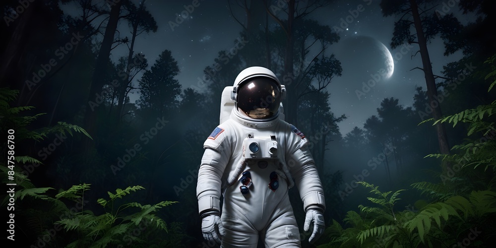 Fototapeta premium Middle-aged Male Astronaut in a White Spacesuit.