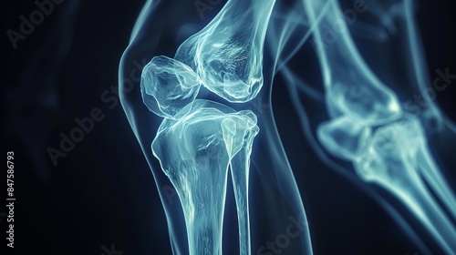 Xray image of human fibula, detailed view of leg bones, medical setting