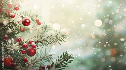 Blurry Christmas Theme Colors on Simple Background. Background Tile. High quality. High resolution. 8K. Wide Copy Space