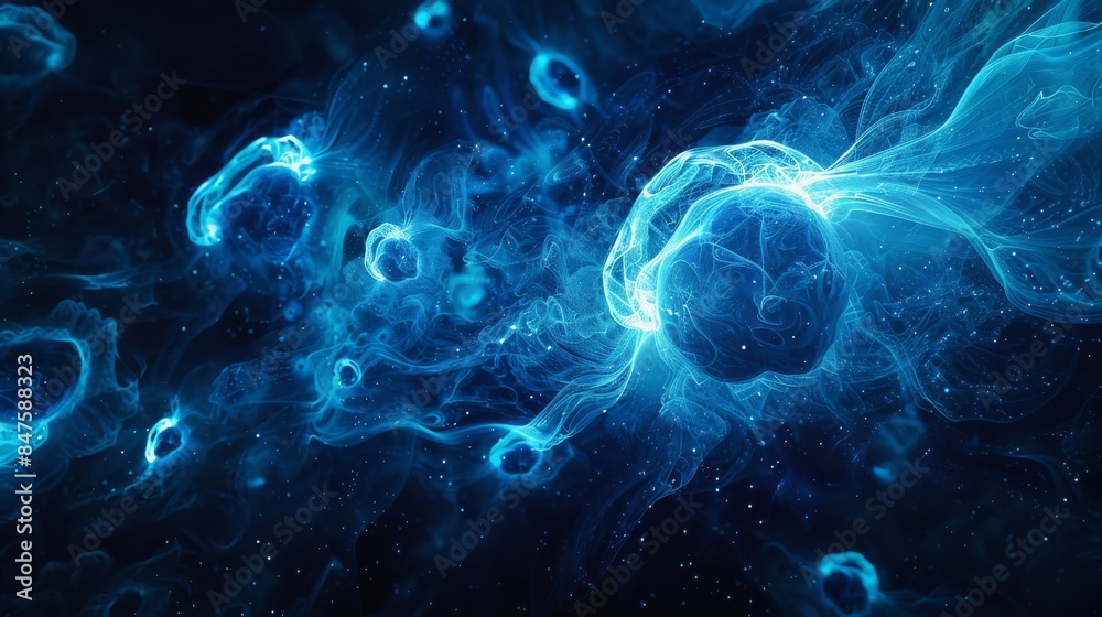 bioluminescent glowing deep ocean creatures abstract background bioluminescent glowing deep ocean creatures abstract background
