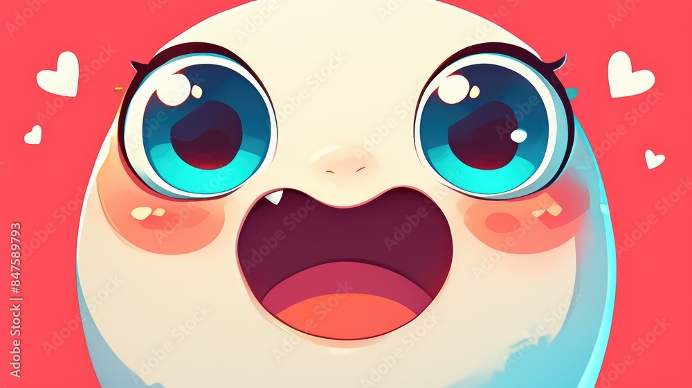 A cute and expressive happy monster face in a stylized cartoon cartoon style exudes joyful emotions A cute and expressive happy monster face in a stylized cartoon cartoon style exudes joyful emotions