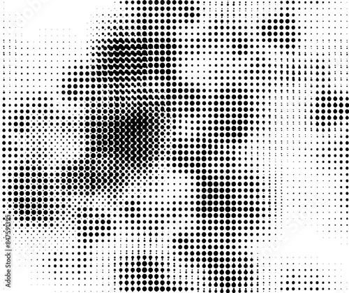 Seamless pattern of monochrome dots with shifted grid. Transparent background. Vector.