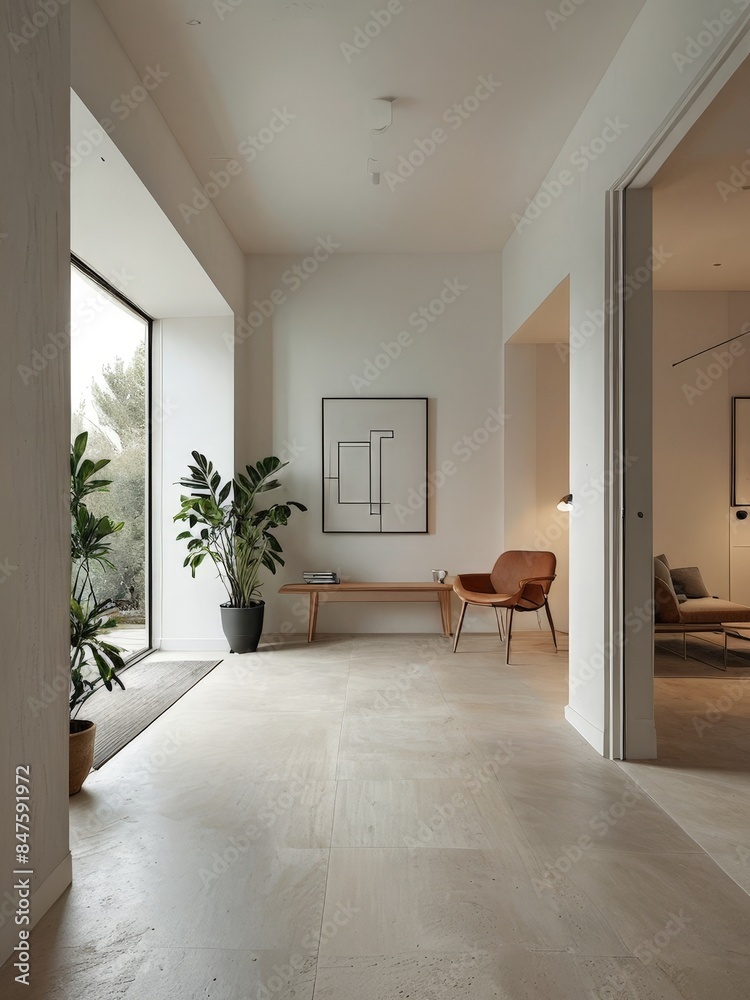 Fototapeta premium Minimalist Interior Design with Natural Light and Modern Furniture.