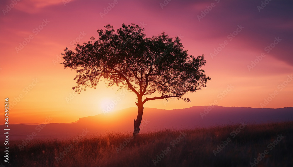 Tree and Sunset in Nature Tree and Sunset in Nature