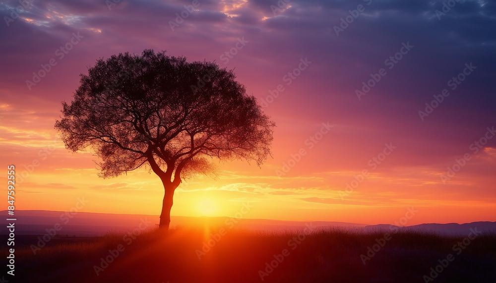Tree and Sunset in Nature Tree and Sunset in Nature