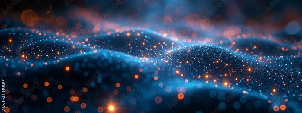 Abstract wave with soft blue glowing light background. Abstract wave with soft blue glowing light background.