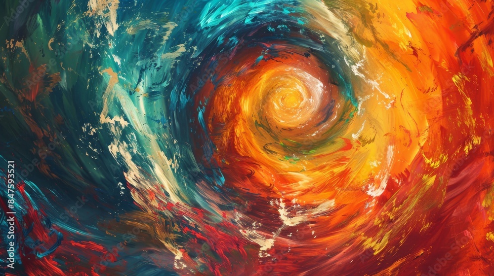 Vibrant acrylic brushstrokes swirling cosmic vortex abstract background Vibrant acrylic brushstrokes swirling cosmic vortex abstract background