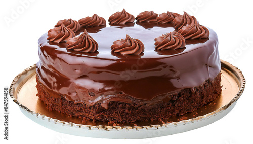 Tasty chocolate cake isolated on white