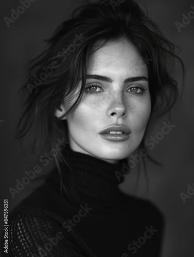 Close-Up, Neutral Expression, Studio Setting with Minimalist Background.