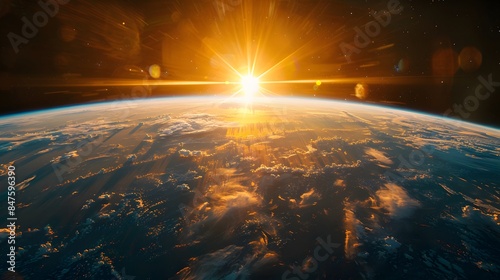The sun rises over the earth