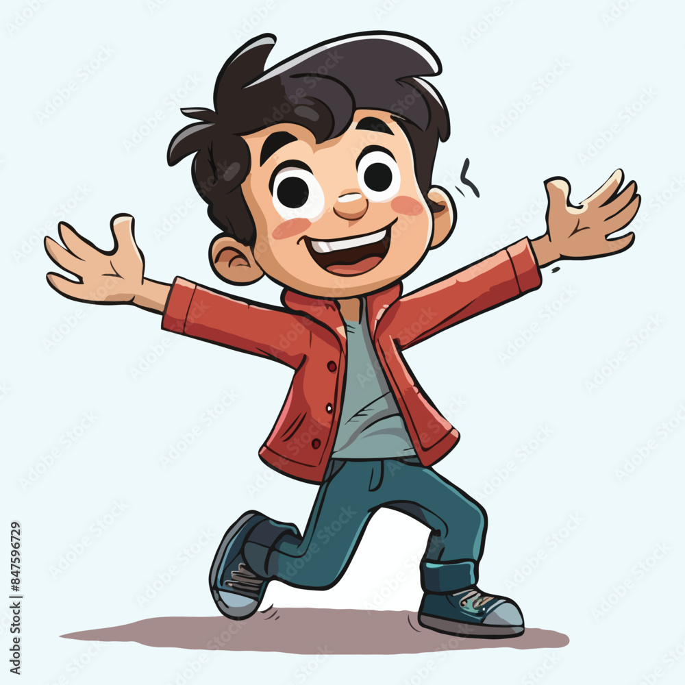 simple 2d cartoon character A happy cute boy vector simple 2d cartoon character A happy cute boy vector