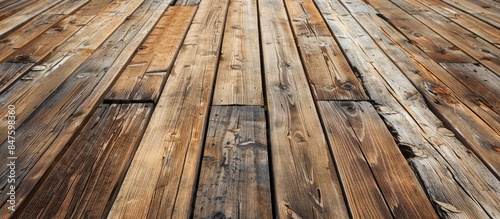 Aged wooden patio flooring or decking