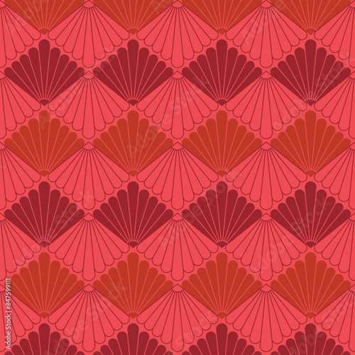 Japanese Hand Fan Diamond Vector Seamless Pattern