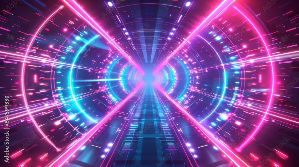 Abstract neon light background illustration generated by ai