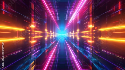 Abstract neon light background illustration generated by ai