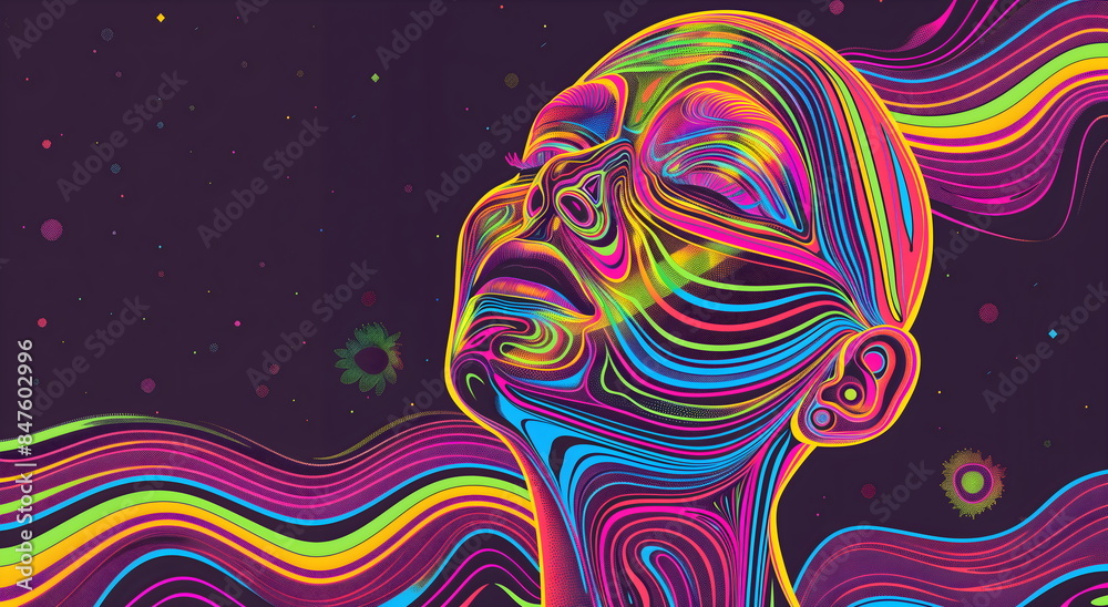The girl's face is in ecstasy, a mystical experience, relaxation. State of bliss The girl's face is in ecstasy, a mystical experience, relaxation. State of bliss