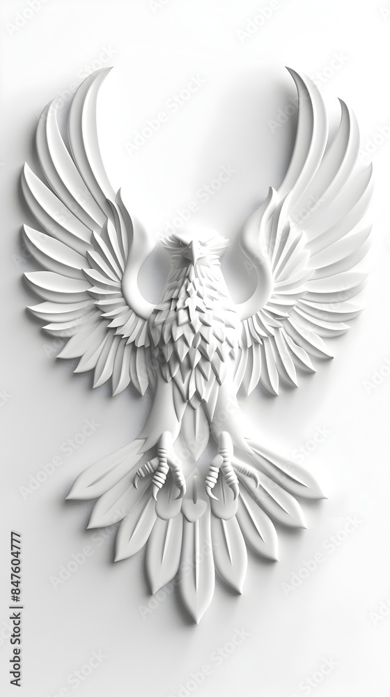 Majestic Foam Sculpted Eagle with Outstretched Wings in Stark White Backdrop Majestic Foam Sculpted Eagle with Outstretched Wings in Stark White Backdrop