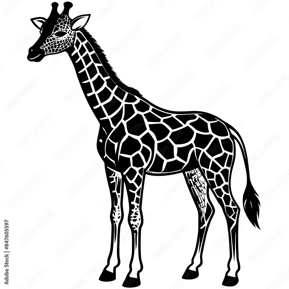 Naklejka premium giraffe icon vector silhouette illustration