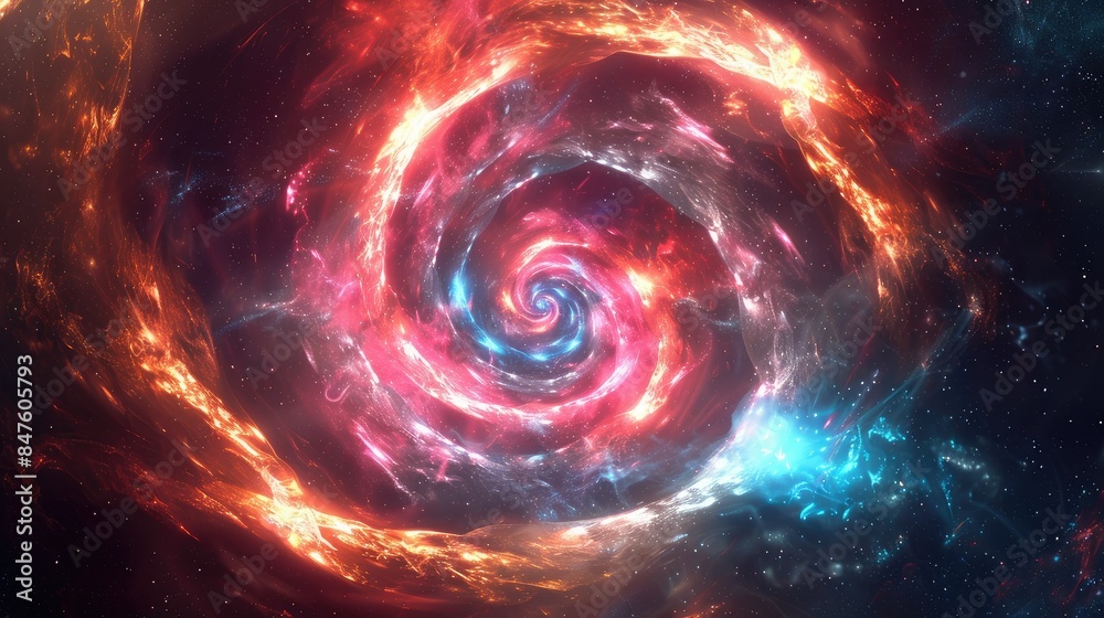 Dynamic holographic vortex swirling with neon lights and cosmic energy for digital background Dynamic holographic vortex swirling with neon lights and cosmic energy for digital background