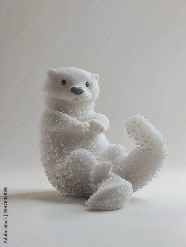 Playful 3D Rendered Otter Sculpture in Soft Foam on Isolated White Background Playful 3D Rendered Otter Sculpture in Soft Foam on Isolated White Background