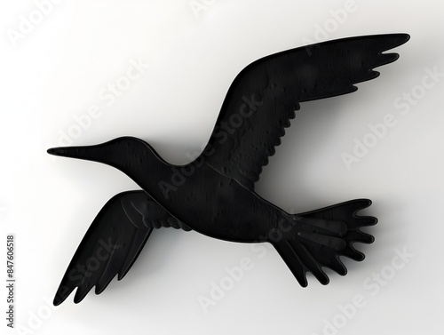 Sleek Seabird Silhouette - 3D Rendered Foam Sculpture on White Background photo