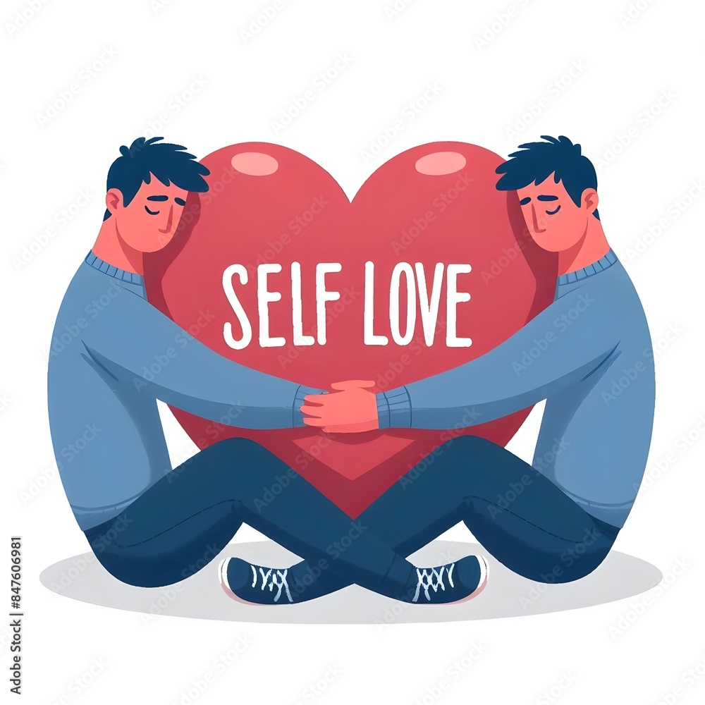 Self care concept. Woman hugging heart, acceptance and self love ...