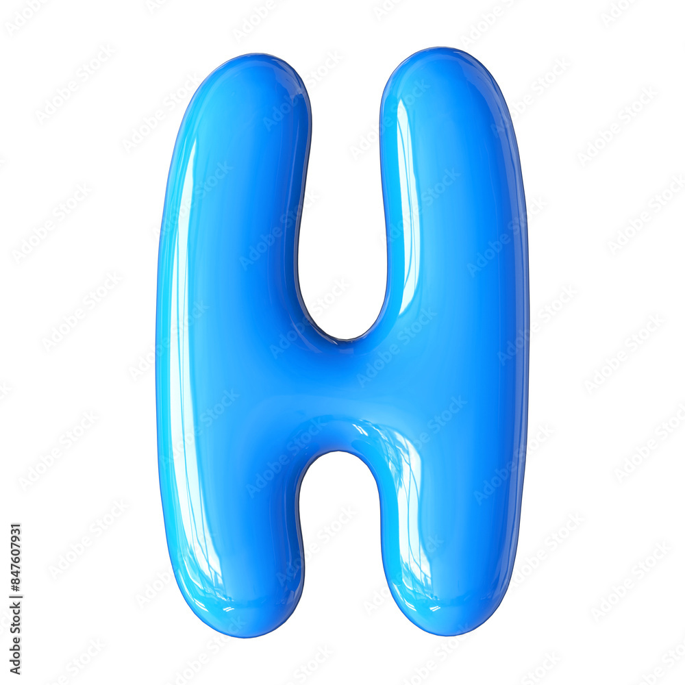 Blue 3D Font Letter H uppercase