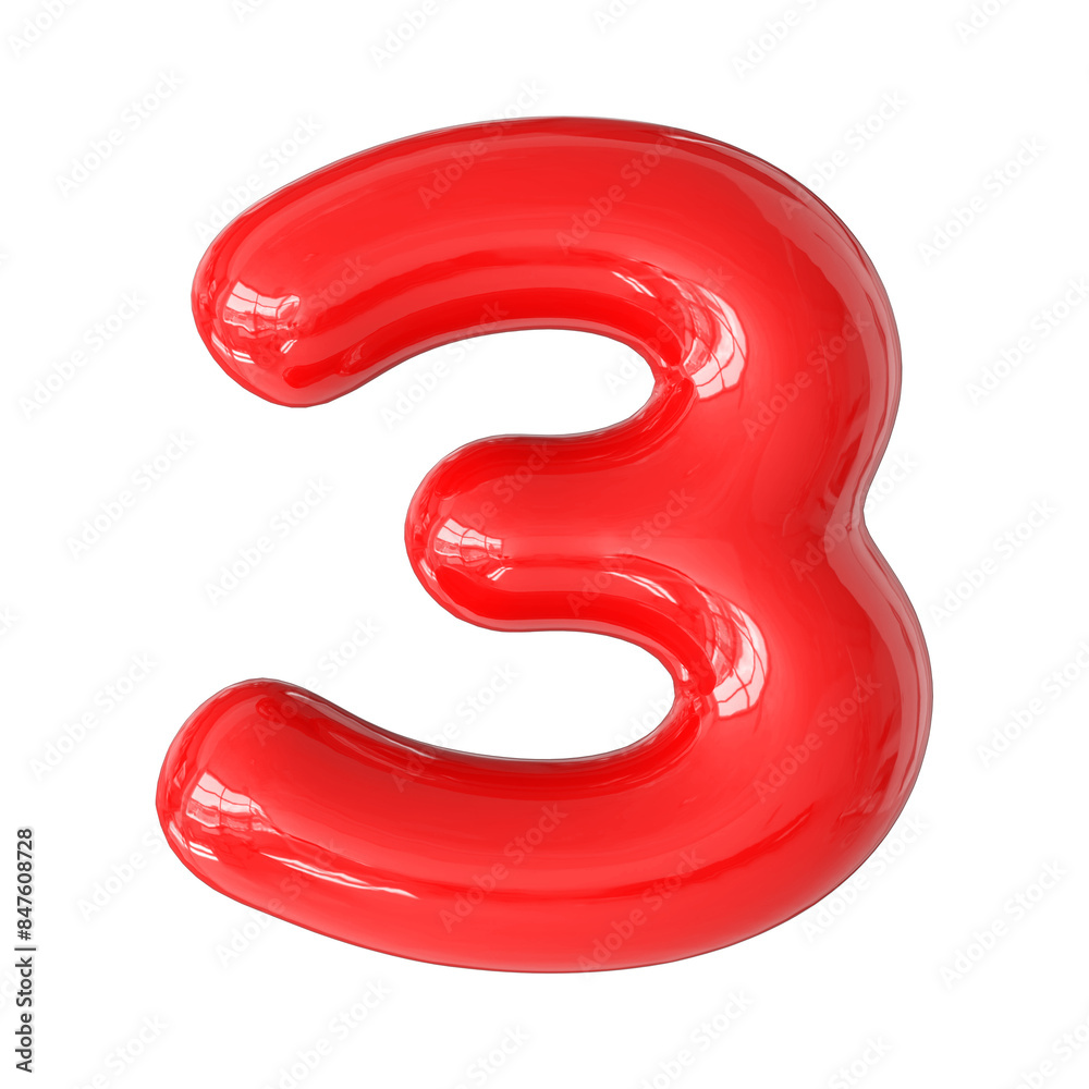Red 3D Number 3 Red 3D Number 3
