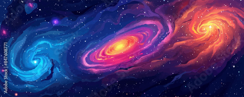 Cosmic galaxy with swirling stars Vector flat minimalistic isolated illustration