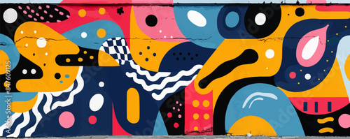 Urban street art mural with abstract designs Vector flat minimalistic isolated illustration