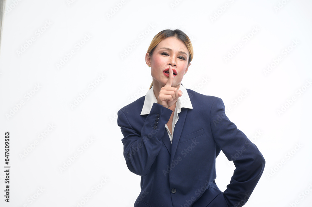 Capturing the essence of professionalism, the Transgender woman exudes confidence and elegance in her tailored suit, against the pristine white studio backdrop. Capturing the essence of professionalism, the Transgender woman exudes confidence and elegance in her tailored suit, against the pristine white studio backdrop.