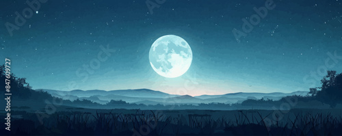 Crescent moon shining over a starry sky. Vector flat minimalistic isolated illustration