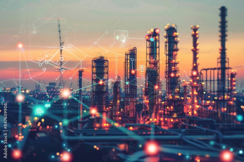 Fototapeta premium AI and machine learning in a hightech cap and trade system predicting emission trends and adjusting caps accordingly