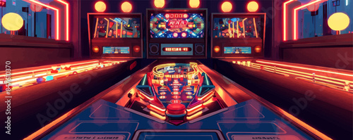 Nostalgic pinball machine with lights Vector flat minimalistic isolated illustration