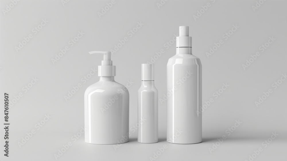 Cosmetic bottles mock up illustration generated by ai Cosmetic bottles mock up illustration generated by ai