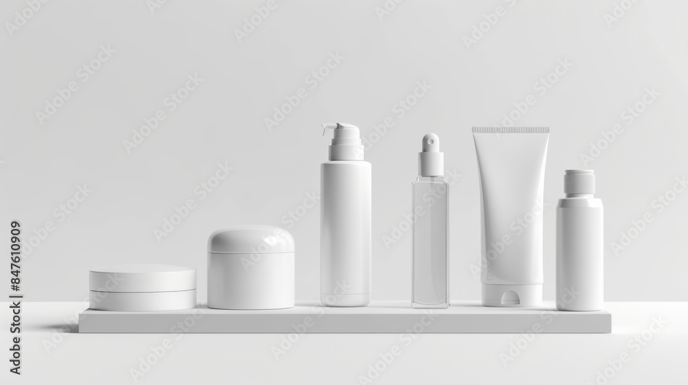Cosmetic bottles mock up illustration generated by ai Cosmetic bottles mock up illustration generated by ai