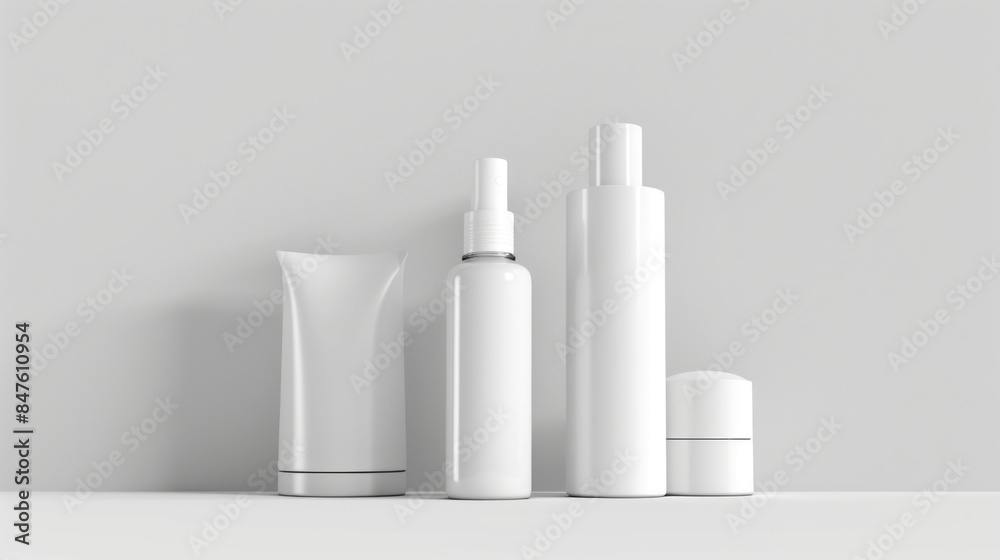 Cosmetic bottles mock up illustration generated by ai Cosmetic bottles mock up illustration generated by ai